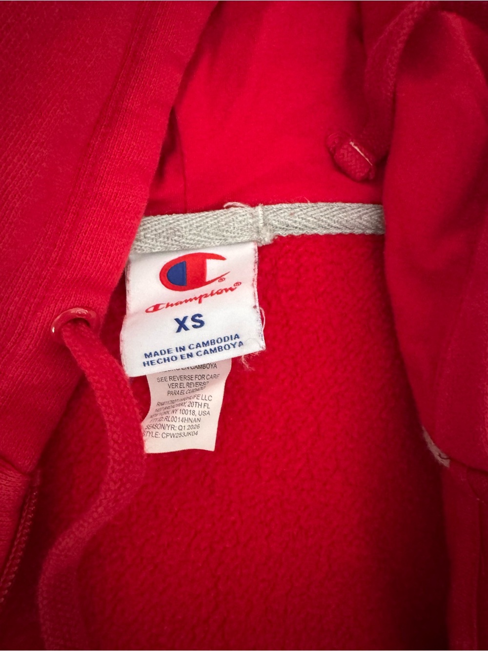Champion Bright Red Hooded Zip Sweatshirt - Picture 2 of 3
